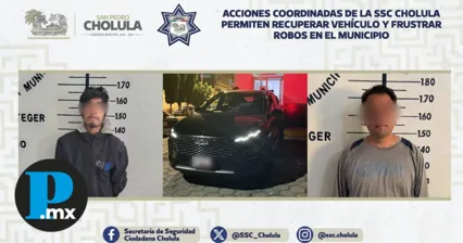 Recuperan camioneta robada y detienen a dos hombres en San Pedro Cholula