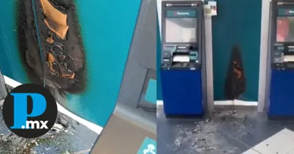 Vandalizan cajeros de Banamex en la China Poblana; investigan incendio