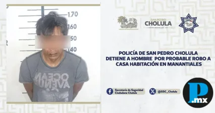 Detienen en San Pedro Cholula a hombre por robo a casa habitaci&oacute;n