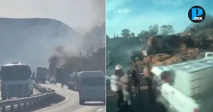 Un tractocami&oacute;n se incendi&oacute; y provoc&oacute; un cierre vehicular en la autopista Puebla-Atlixco