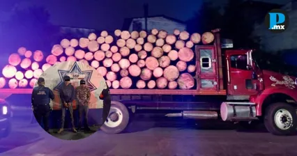 Dos hombres fueron detenidos tras ser sorprendidos transportando madera sin permisos durante un operativo en Puebla.