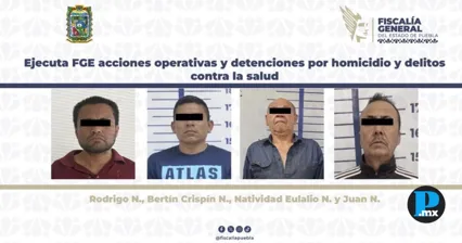 FGE Puebla detiene a presuntos implicados en homicidio y narcomenudeo