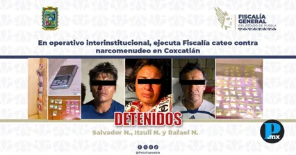 Operativo en Coxcatl&aacute;n deja tres detenidos por narcomenudeo