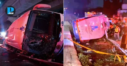  Se estima que m&aacute;s de 20 personas resultaron lesionadas tras la volcadura del autob&uacute;s