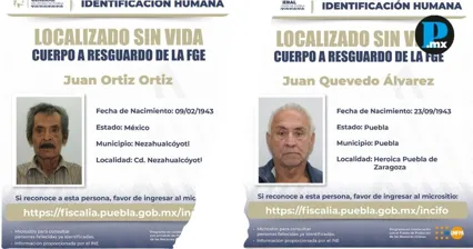 FGE de Puebla busca a familiares de cuatro personas localizadas sin vida
