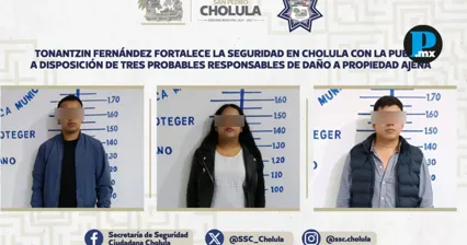 Aseguran en Cholula a tres personas por da&ntilde;o a propiedad ajena