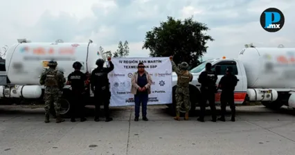 Detienen a un hombre y aseguran dos pipas de huachicol en Texmelucan