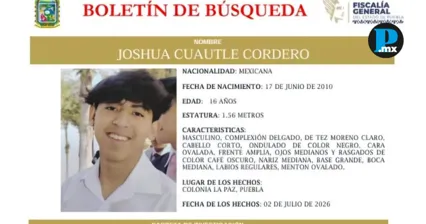 Joshua Cuautle desapareci&oacute; en la colonia La Paz; piden apoyo ciudadano