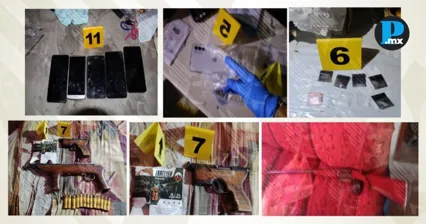 Cateos en Coronango dejan armas, presunta droga y 14 celulares asegurados