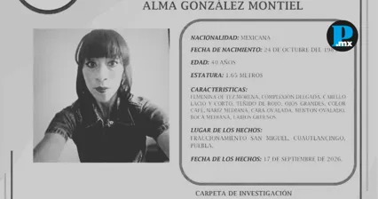 Alma Gonz&aacute;lez Montiel fue localizada sin vida en un camino de terracer&iacute;a de Cuauhtinchan, Puebla, cinco d&iacute;as despu&eacute;s de su desaparici&oacute;n.