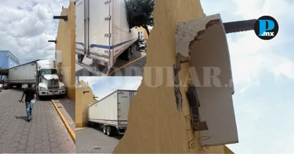 Una mala maniobra de un tr&aacute;iler provoc&oacute; da&ntilde;os en un nicho del exterior de la Parroquia de San Jos&eacute;, rehabilitada tras el sismo de 2017.