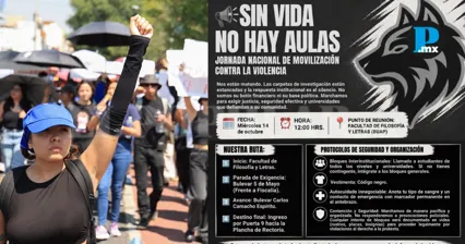 Estudiantes convocaron una marcha en Puebla para exigir justicia, seguridad y atenci&oacute;n a la violencia en los espacios educativos.